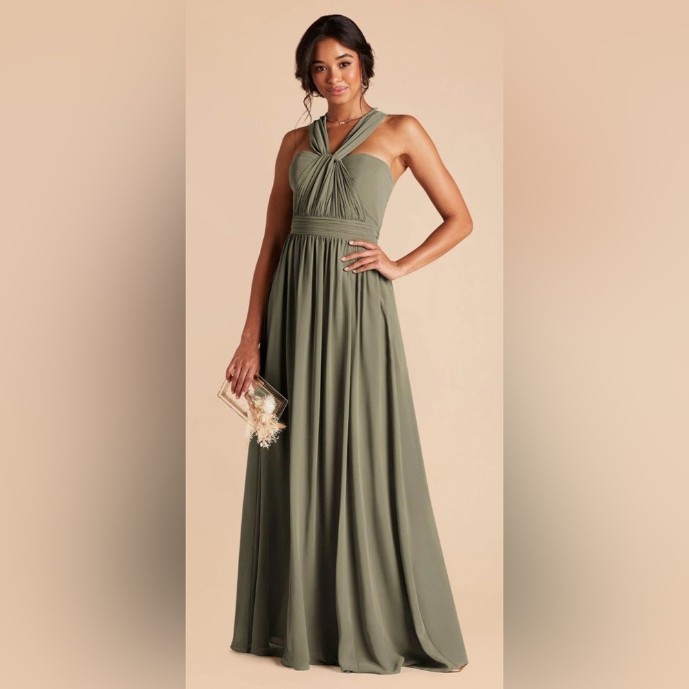 Birdy Grey Olive Green Maxi Dress with Twist Halter